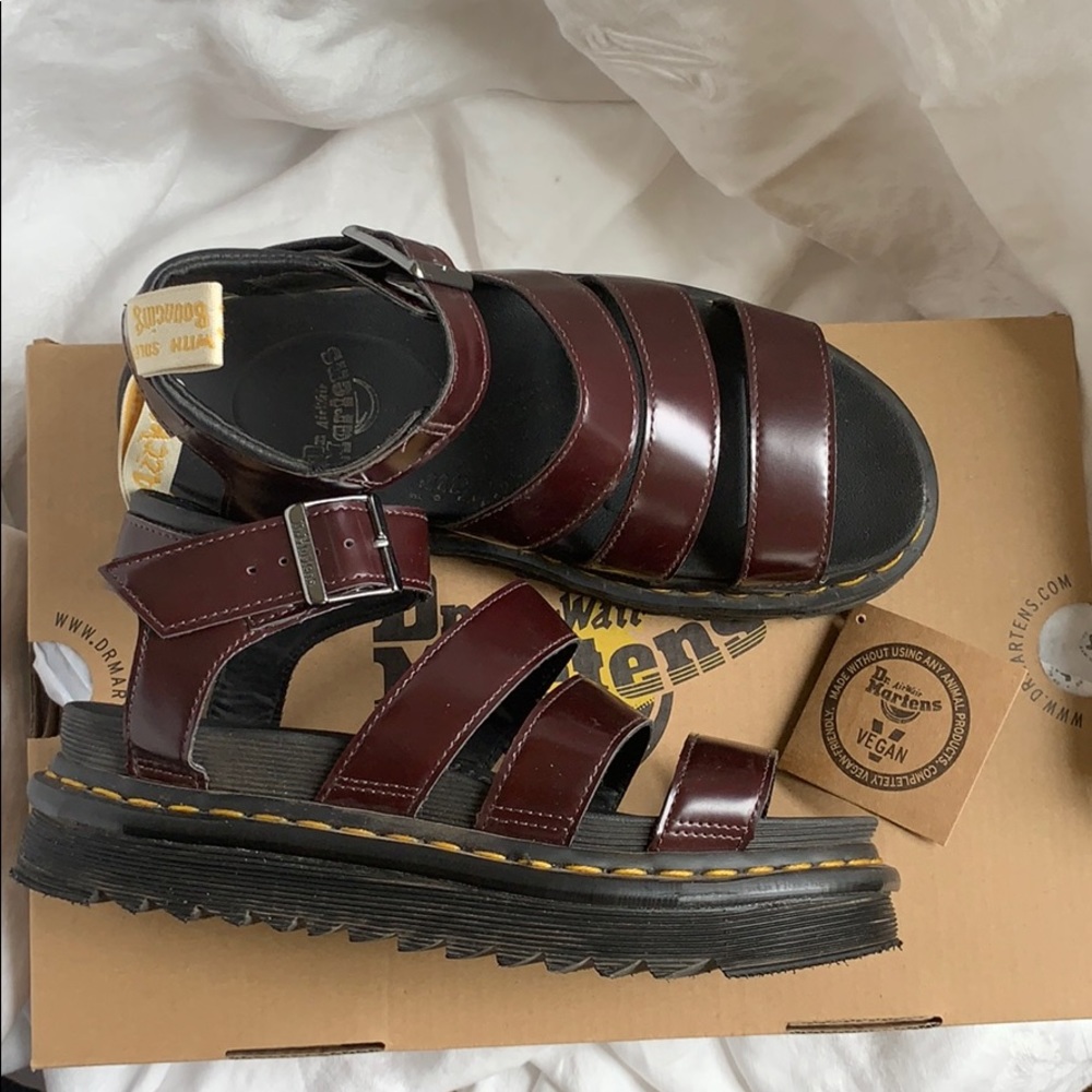 Vegan Dr. Martens Blaire Platform Sandals- cherry